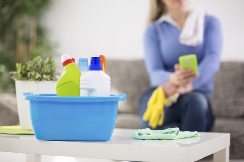 Cleaning staff using PPE while carrying out a thorough interior clean
